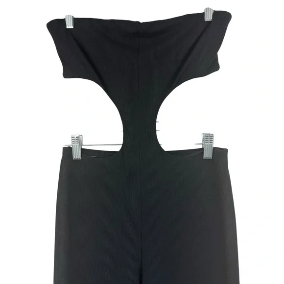 SUPERDOWN‎ Darcey Cut Out Jumpsuit Ribbed Black Strapless Flare Event Medium M - Picture 6 of 16